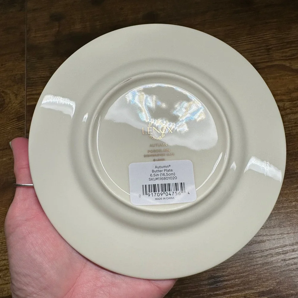 Lenox Autumn Porcelain Butter‎ Plates 6.5 Inch Set of 4 Gold Trim Raised Enamel